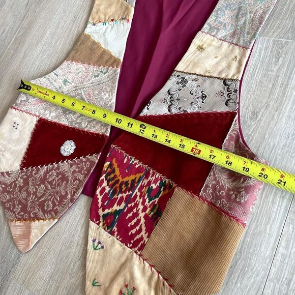 Vintage One of A Kind Multicolored Boho Patchwork Vest Granny Festival Indie - Picture 3 of 9